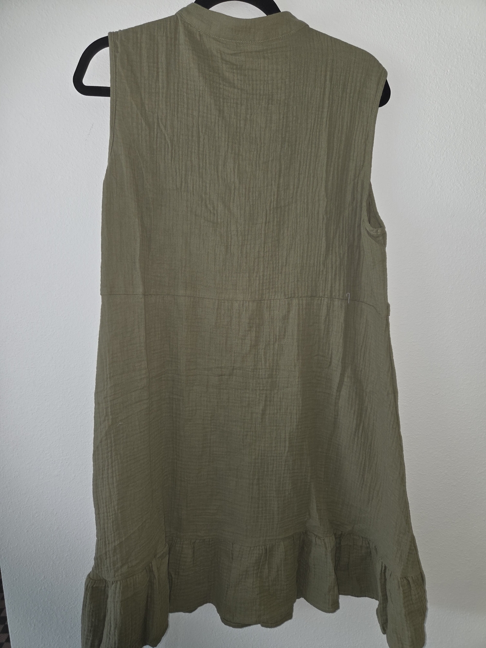 Cupshe Olive Sleeveless Button-Front Ruffle Hem Mini Dress 100 Percent COTTON - Picture 3 of 7